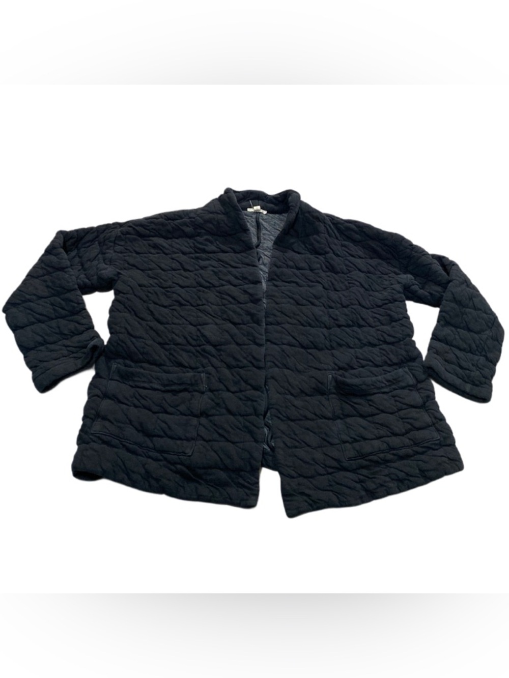 Eileen Fisher quilted cardigan open jacket 3/4 sleeve medium